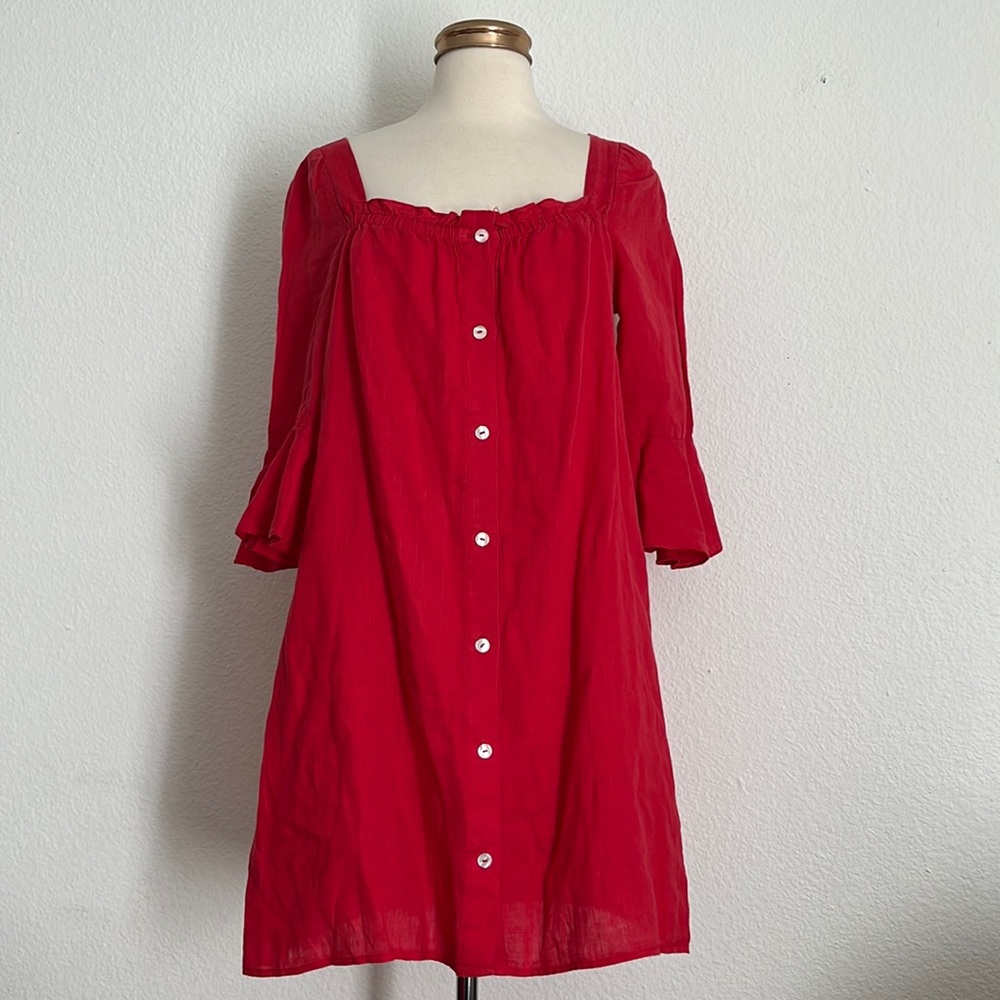 Sleeper Red Button-Front Mini Dress - Picture 5 of 16